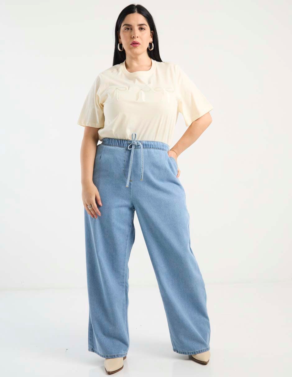 Jeans easy pant wide leg para mujer