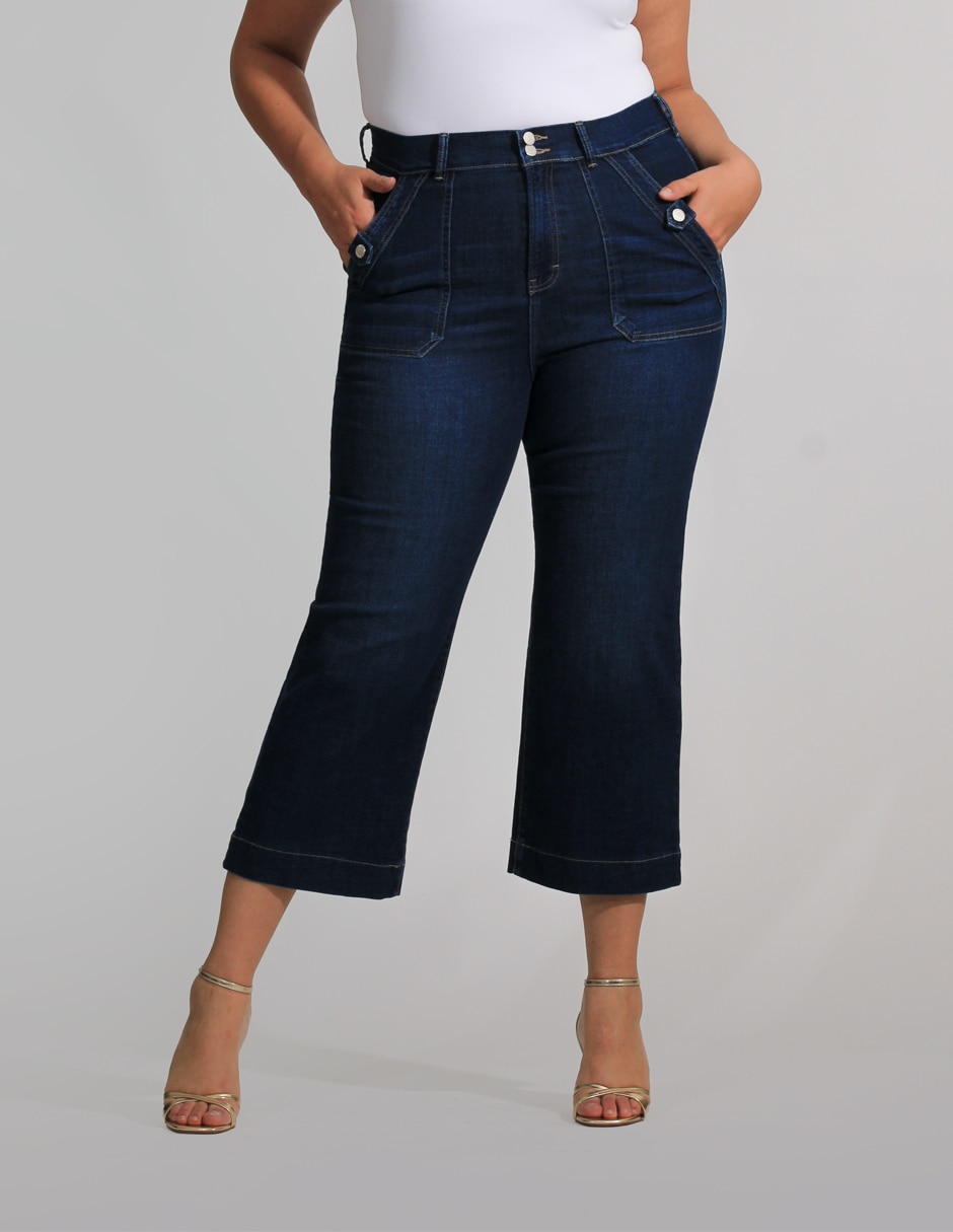 Jeans wide leg OH Pomp cintura alta para mujer