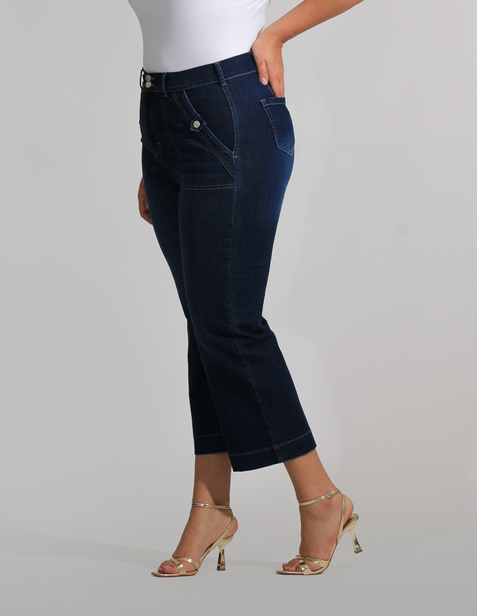 Jeans wide leg OH Pomp cintura alta para mujer