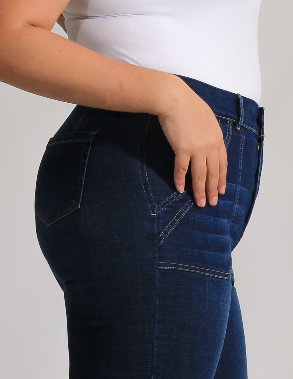 Jeans wide leg OH Pomp cintura alta para mujer