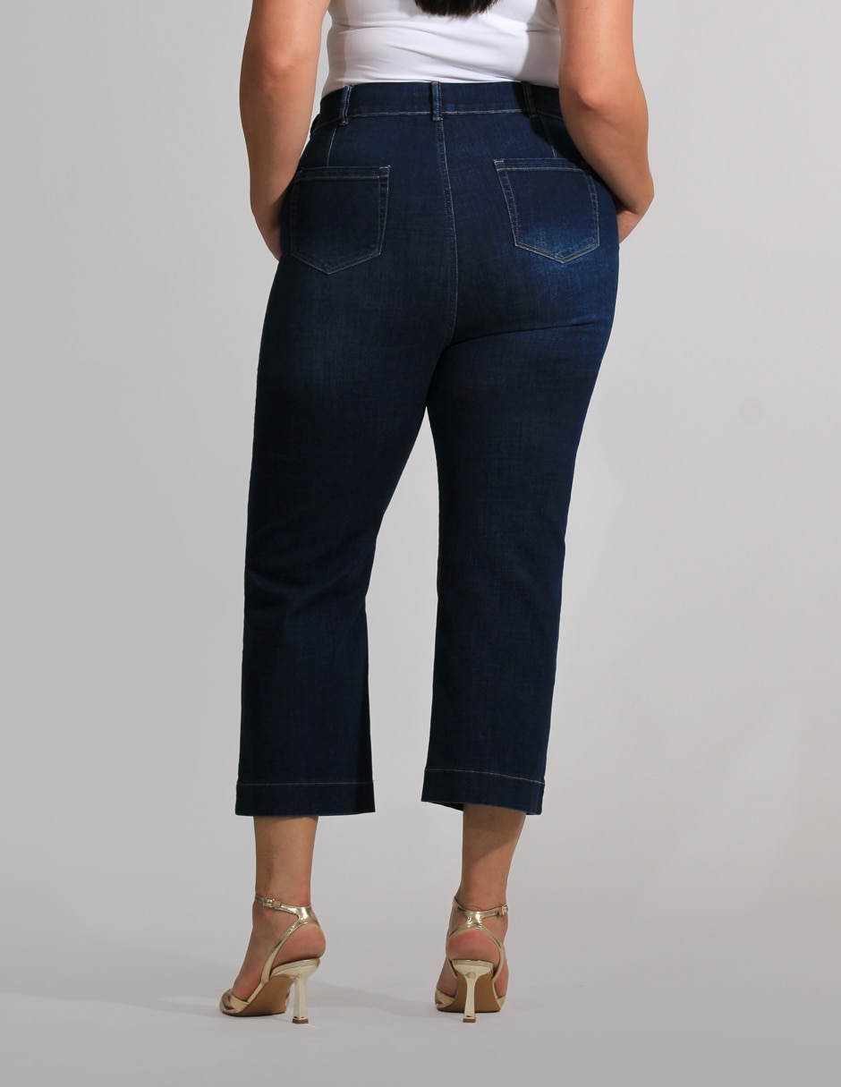 Jeans wide leg OH Pomp cintura alta para mujer