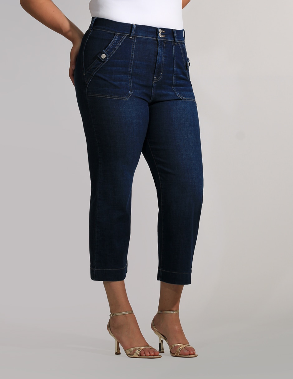 Jeans wide leg OH Pomp cintura alta para mujer