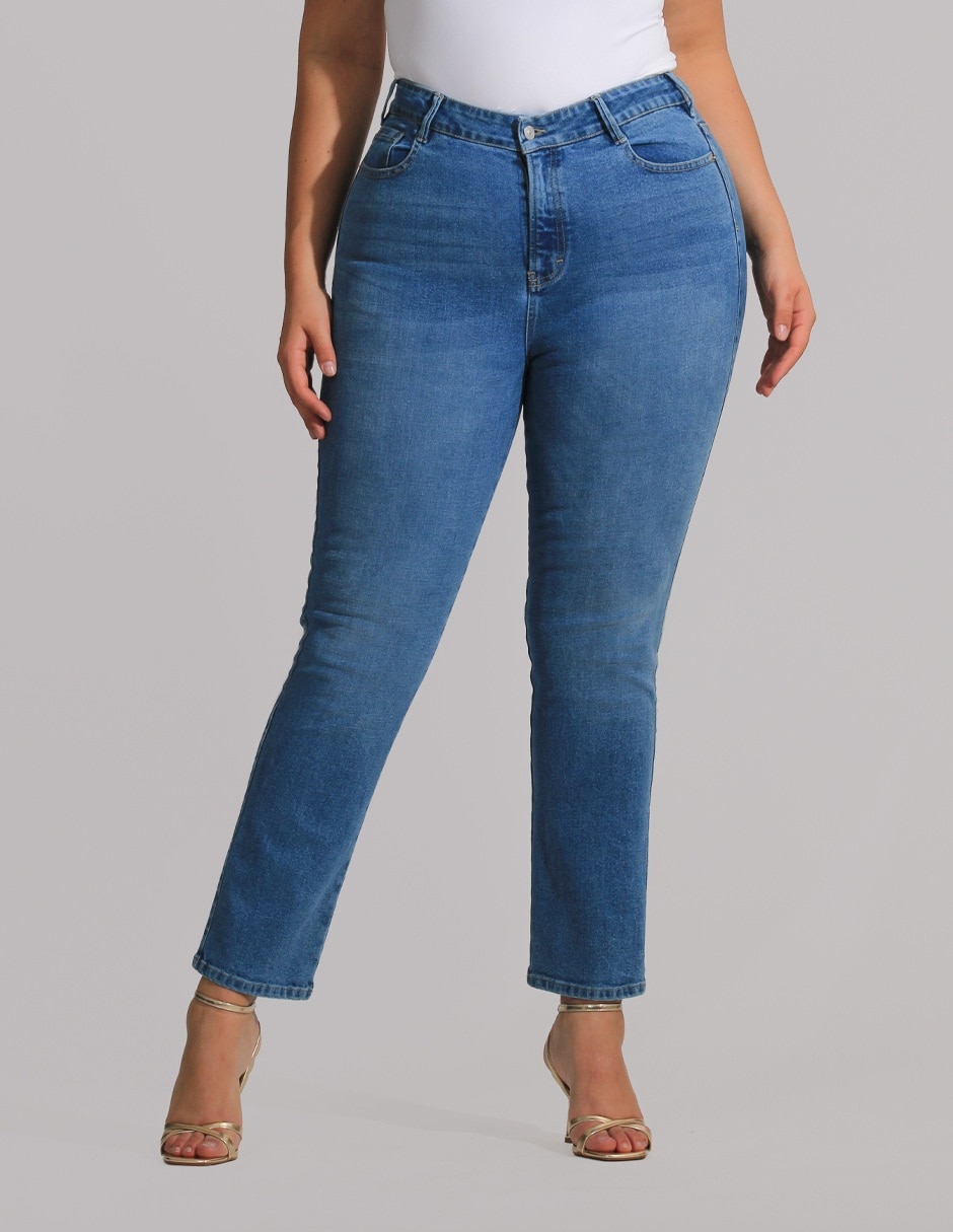 Jeans slim OH Pomp corte cintura alta para mujer