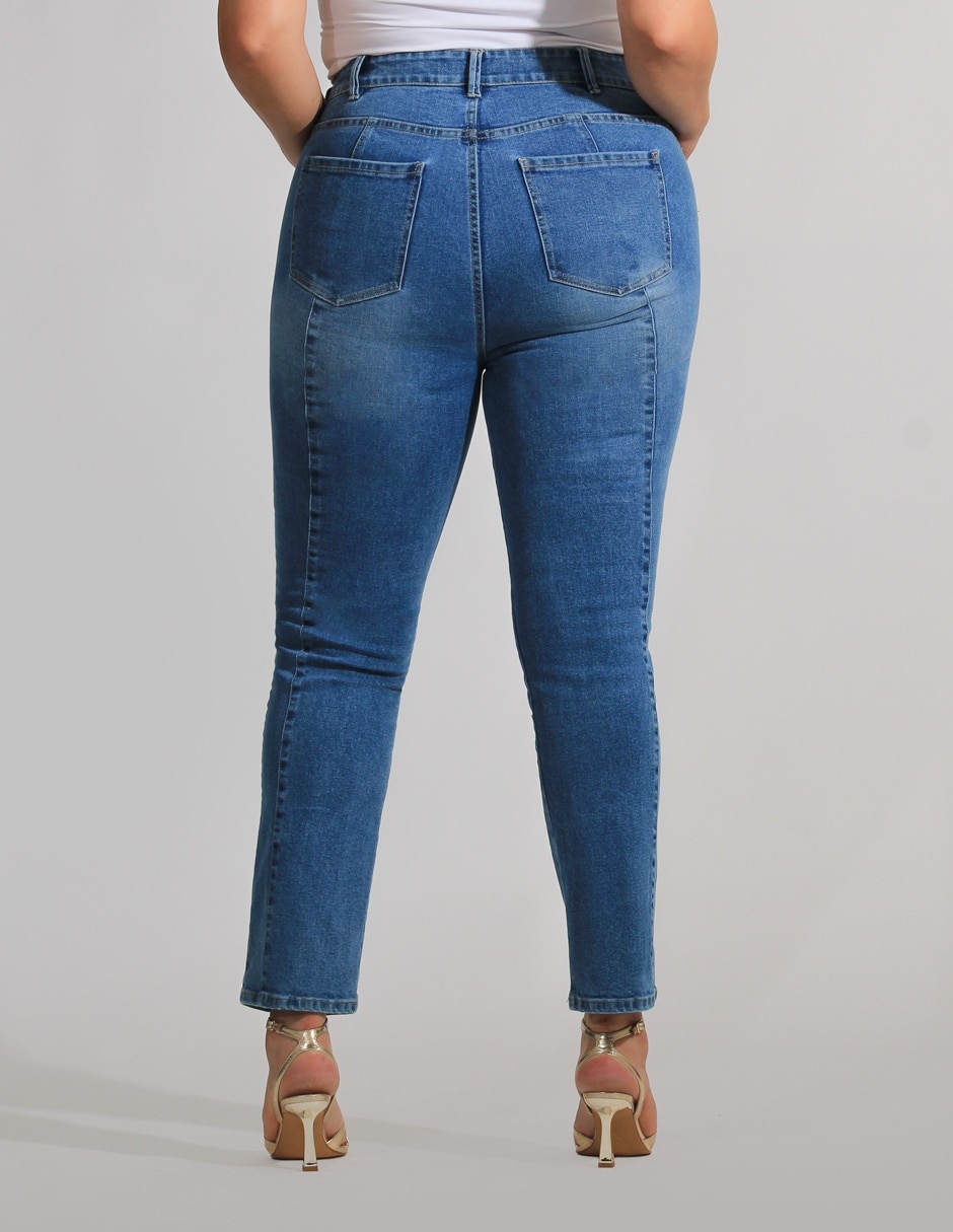 Jeans slim OH Pomp corte cintura alta para mujer