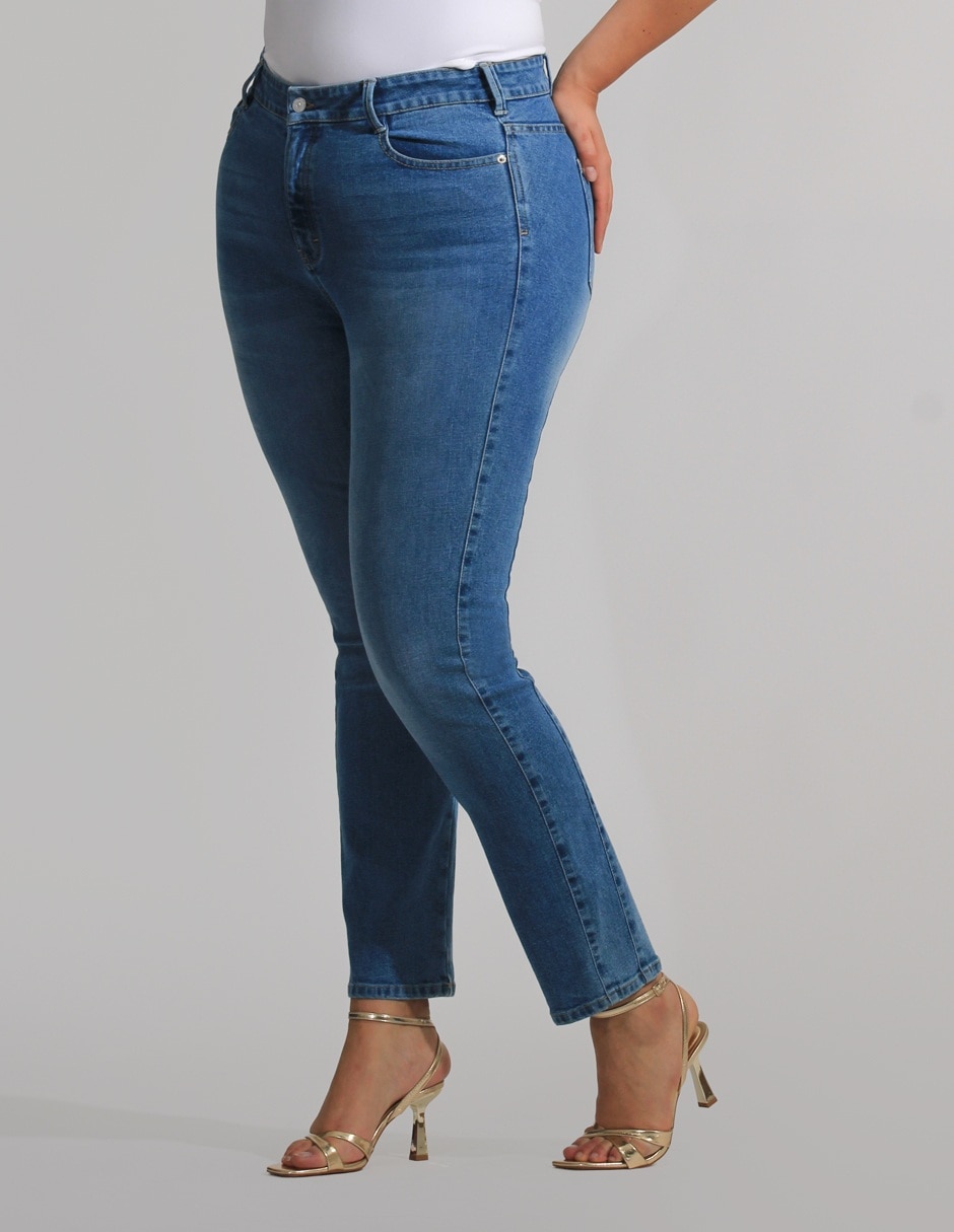 Jeans slim OH Pomp corte cintura alta para mujer