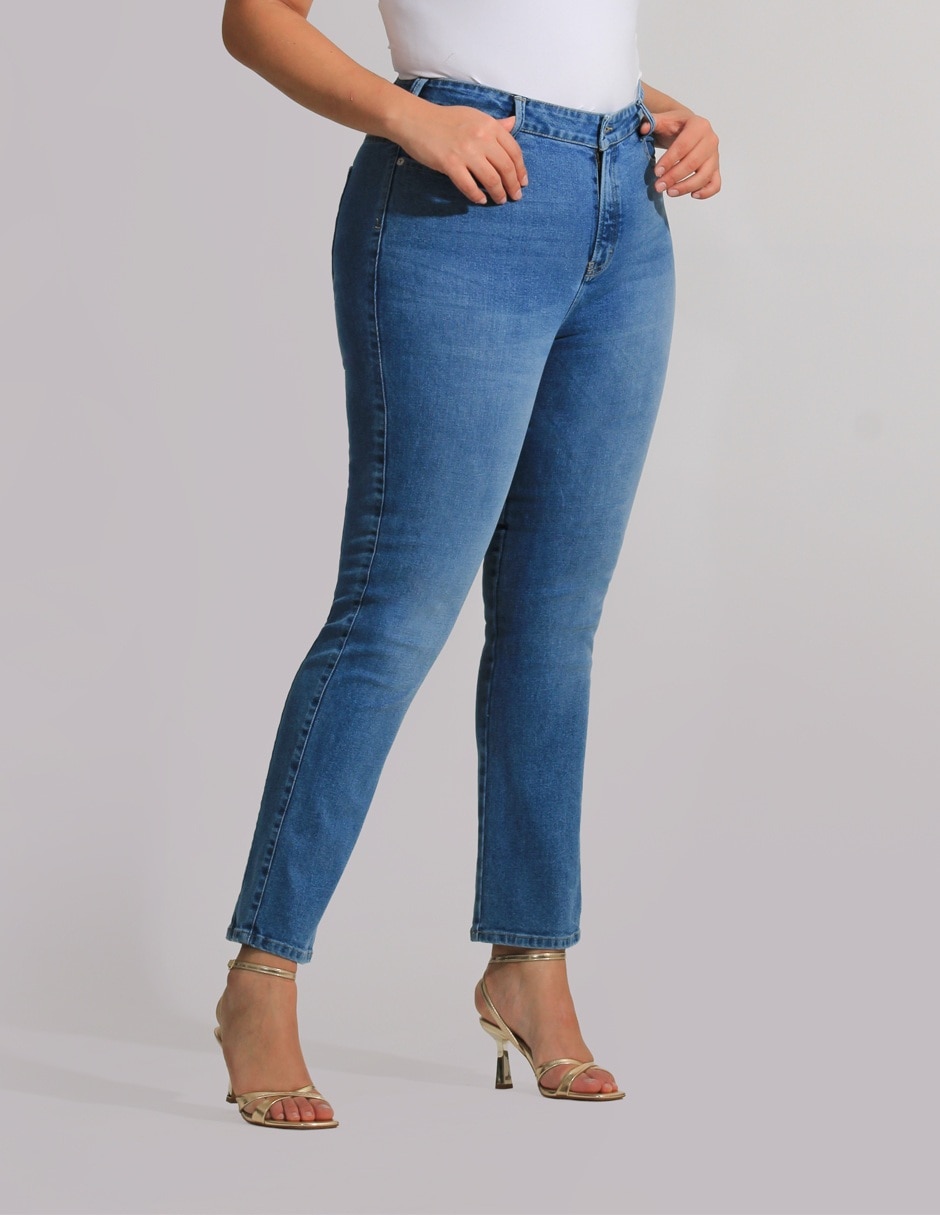 Jeans slim OH Pomp corte cintura alta para mujer