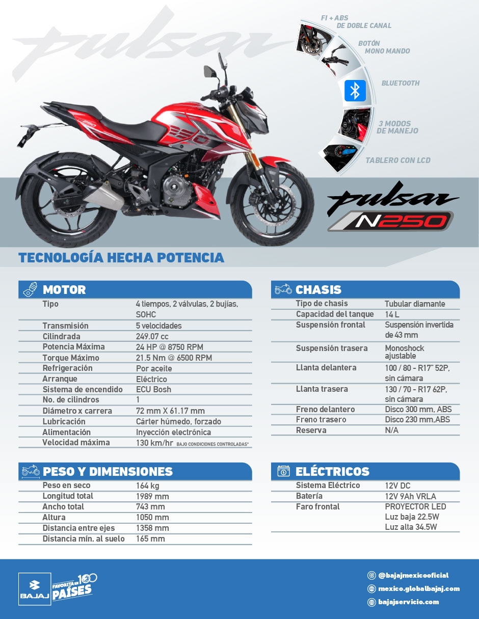 Motocicleta deportiva BAJ N250 FI 2026 NEGRO
2026 7