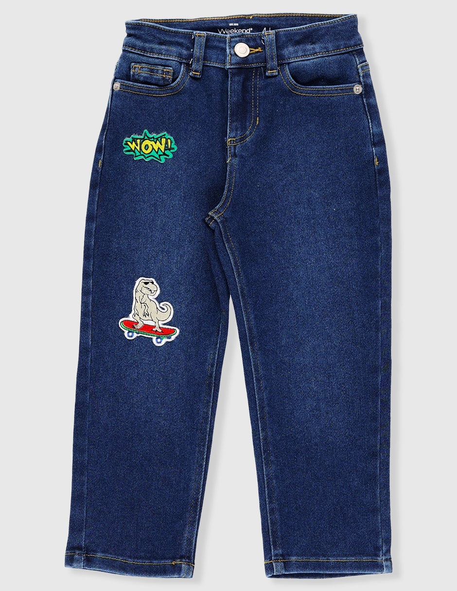Jeans straight Weekend lavado obscuro para niña
