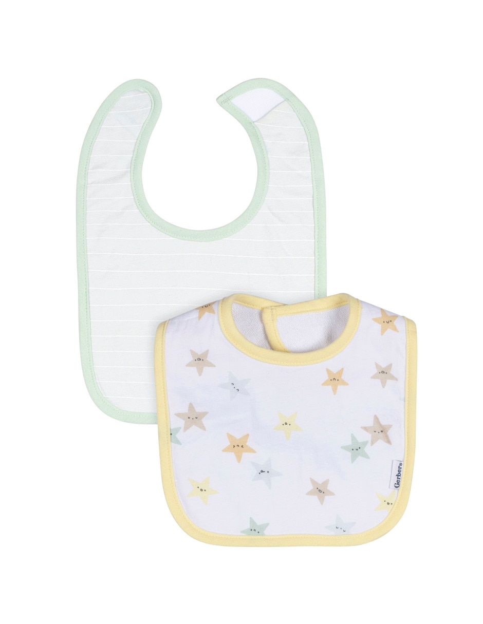 Set babero Gerber Starry Smiles etapa 6 bebé unisex con 2 piezas