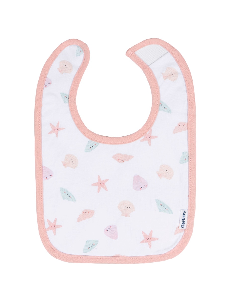 Set babero Gerber Sea Sheels etapa 6 bebé niña con 2 piezas