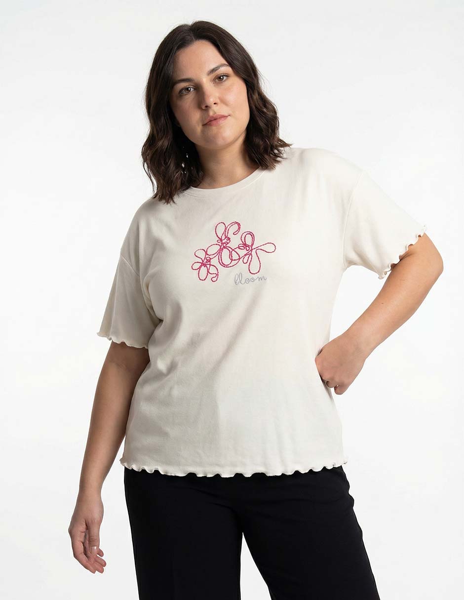 Playera manga corta cuello redondo para mujer Playera manga corta cuello redondo para mujer