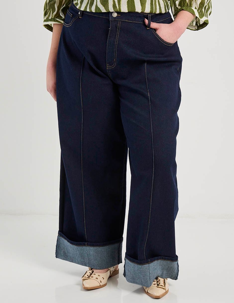 Jeans amplio a la cintura para mujer