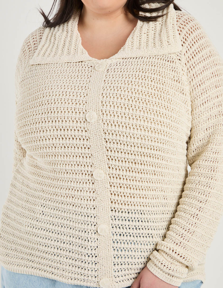 Suéter cuello camisero para mujer
