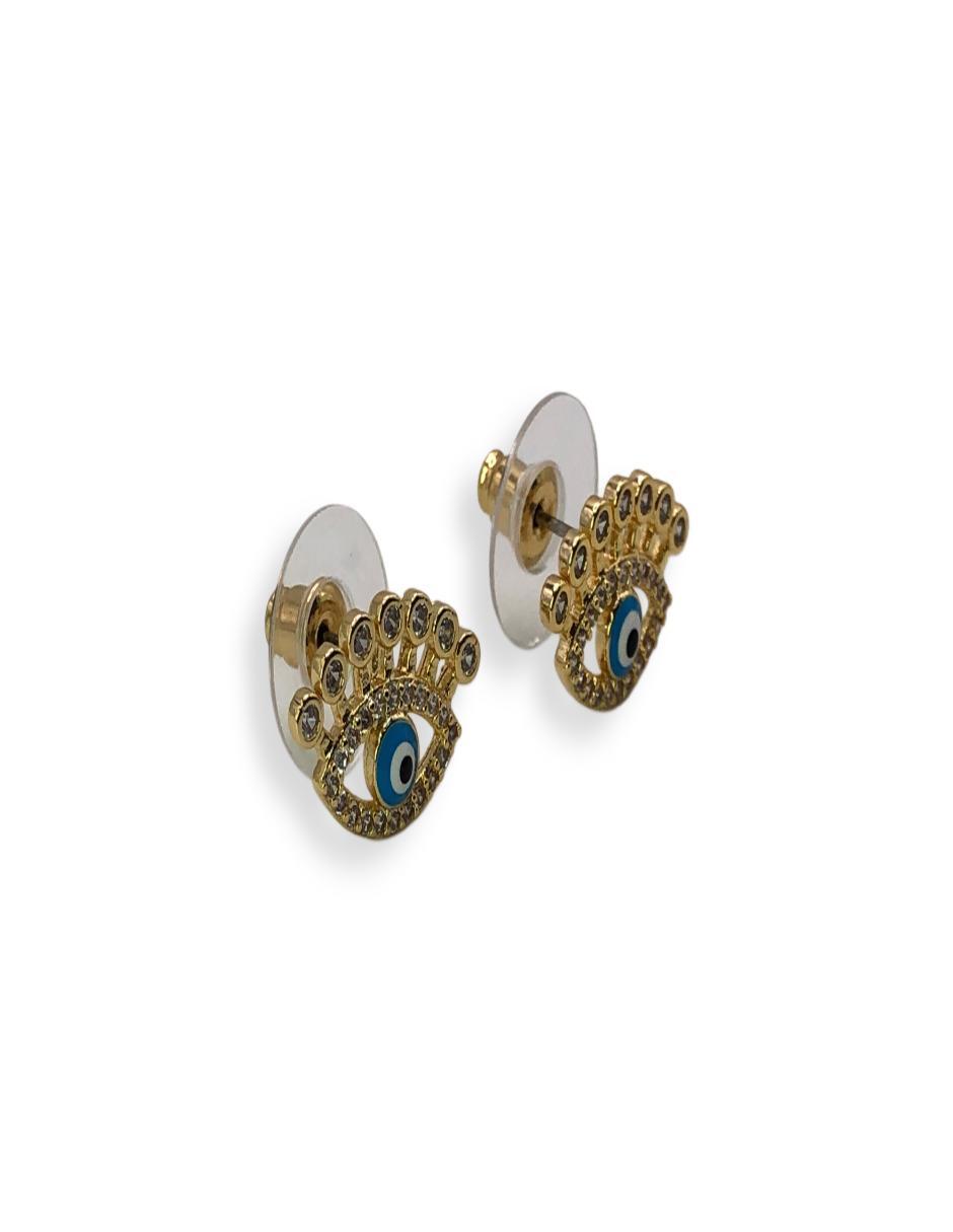 Broqueles de ojo con acabado baño de oro 14 K 2