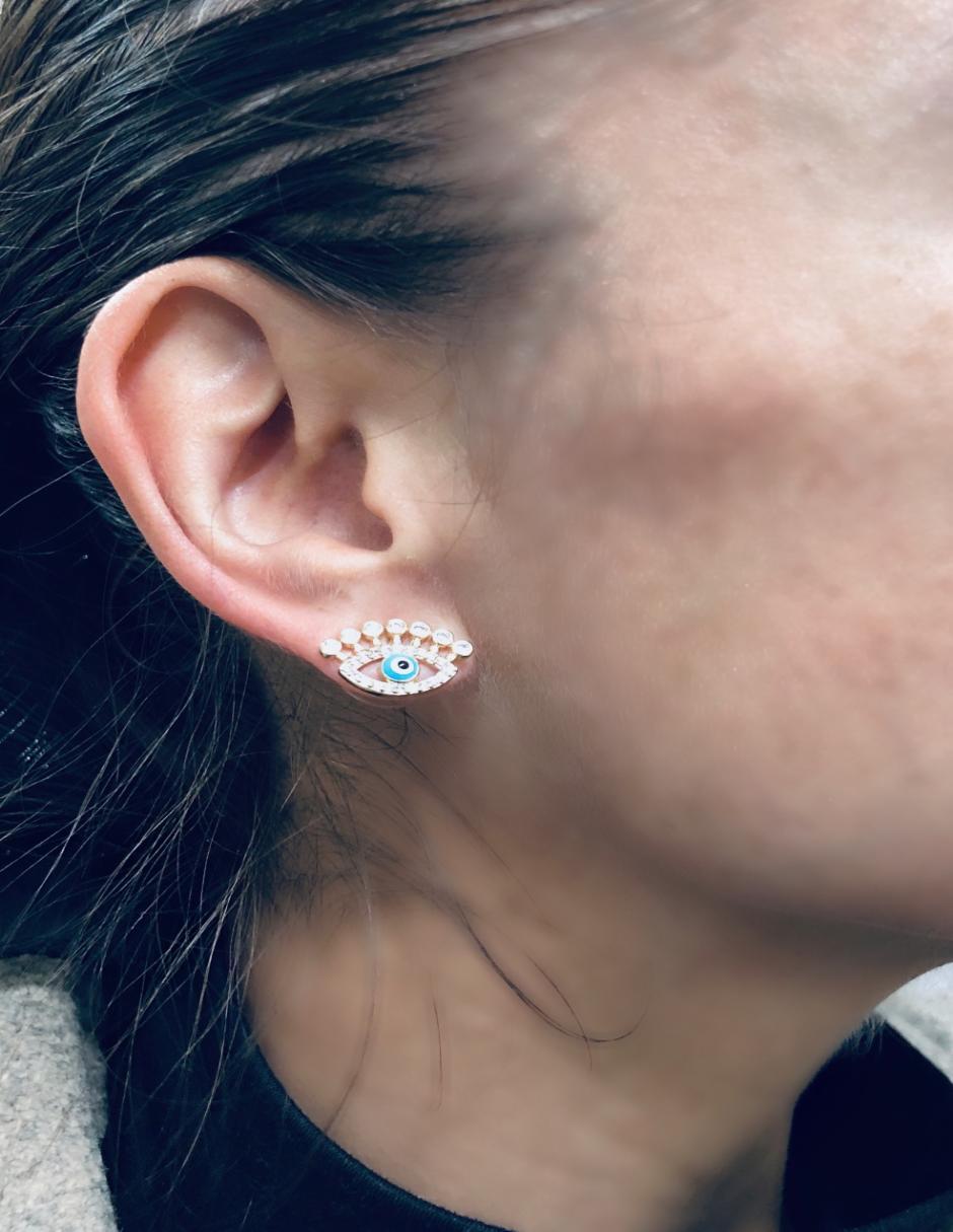 Broqueles de ojo con acabado baño de oro 14 K 3