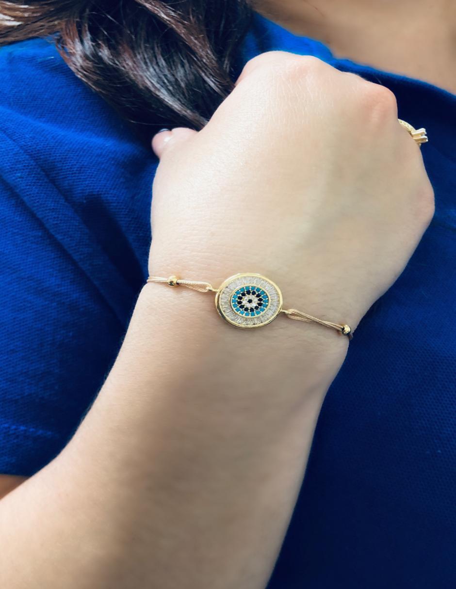 Pulsera con zirconia acabado baño de oro 14 K 3