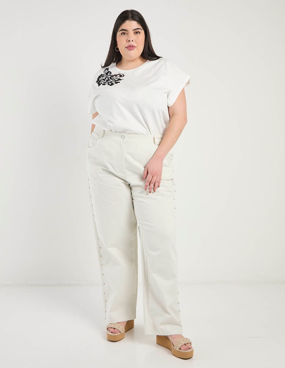 Playera manga corta Contempo Plus cuello redondo para mujer