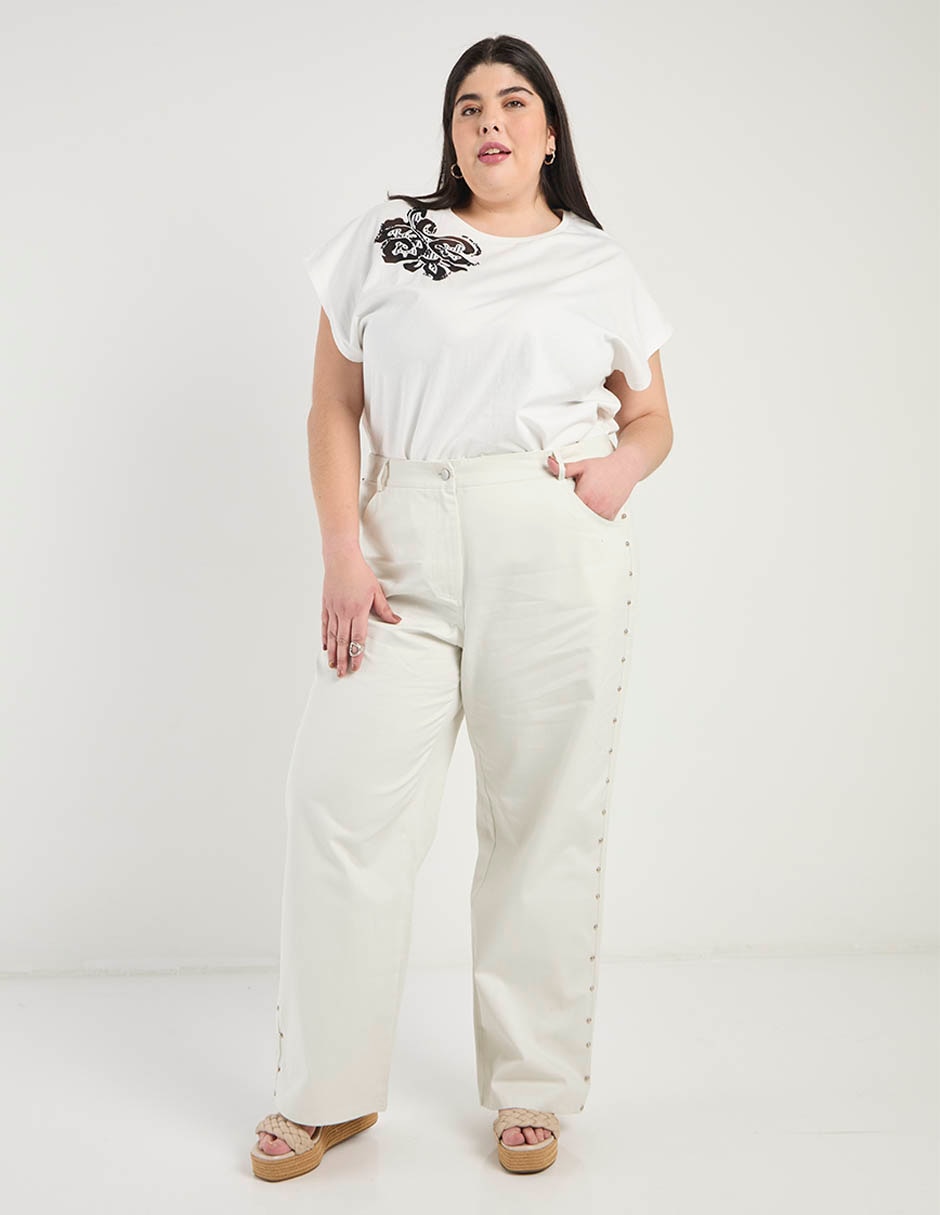 Playera manga corta Contempo Plus cuello redondo para mujer