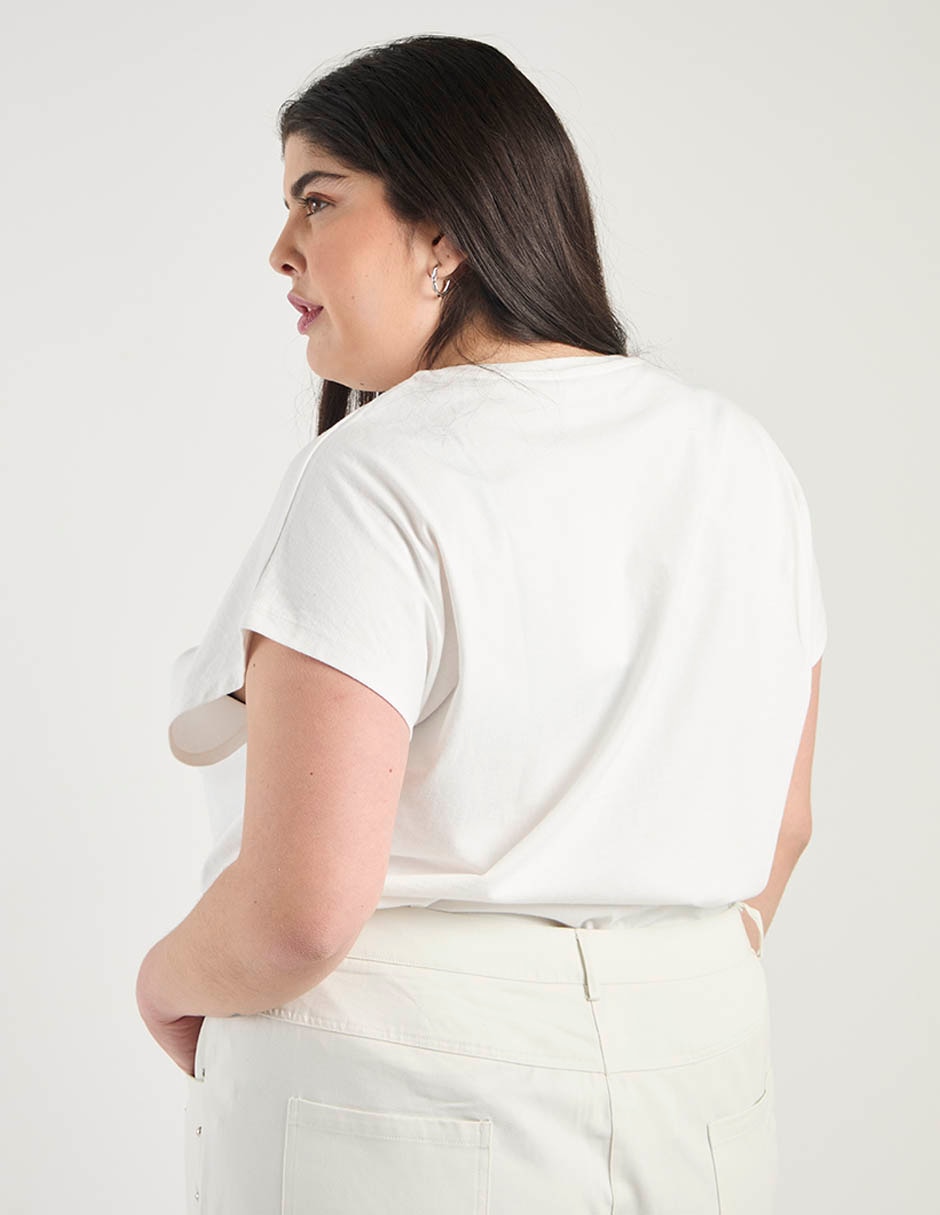 Playera manga corta Contempo Plus cuello redondo para mujer