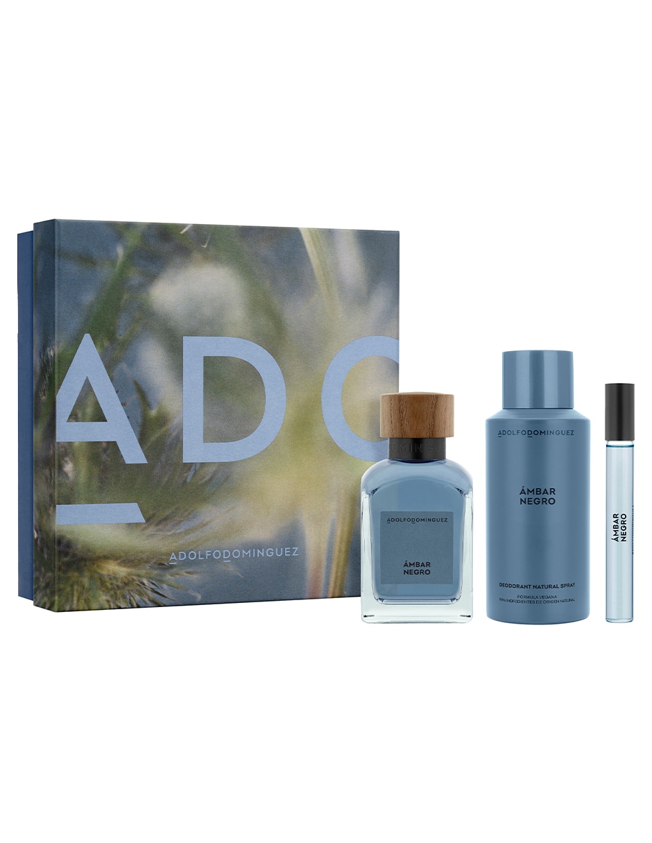 Set Eau de toilette Adolfo Dominguez Ámbar Negro para hombre