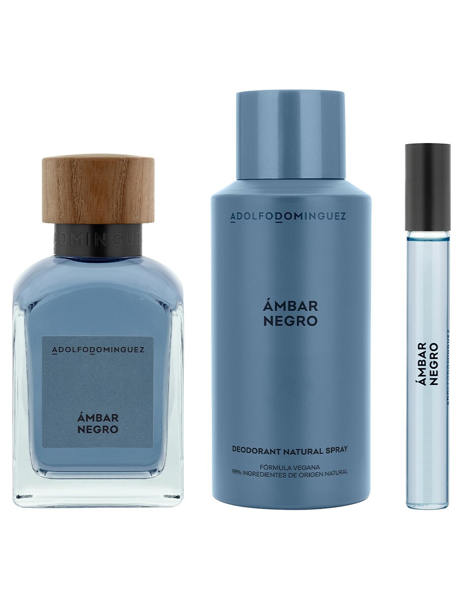 Set Eau de toilette Adolfo Dominguez Ámbar Negro para hombre