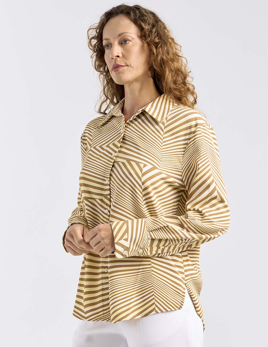 Blusa camisera Liz& manga larga para mujer 1