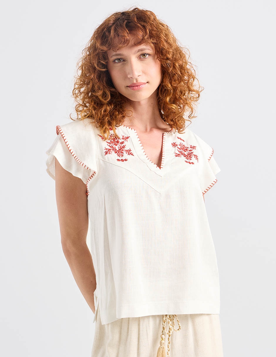 Blusa charol by october manga corta para mujer Blusa charol by october manga corta para mujer