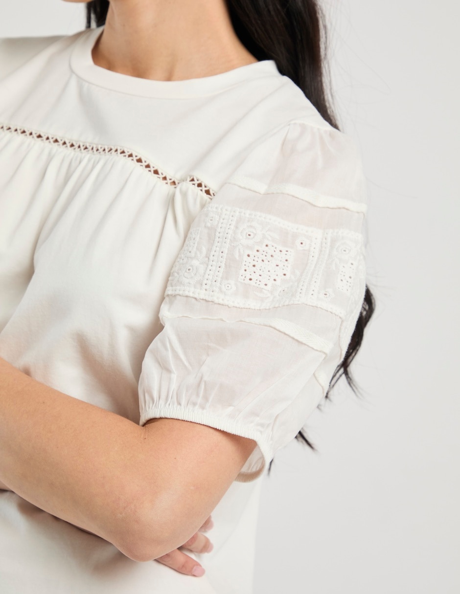 Blusa manga corta Charol by October cuello redondo para mujer 4
