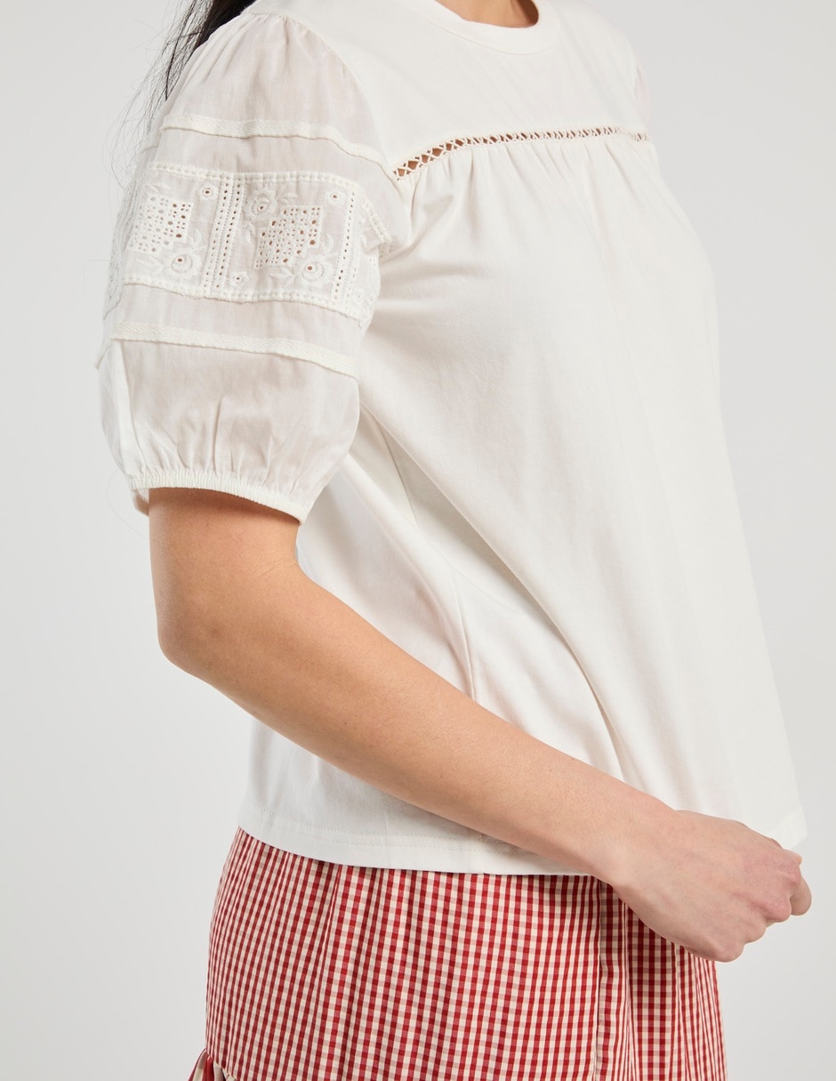 Blusa manga corta Charol by October cuello redondo para mujer 5