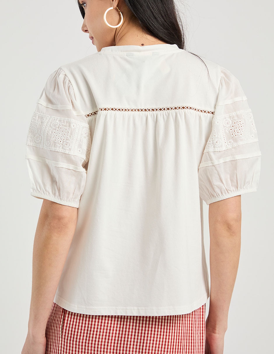 Blusa manga corta Charol by October cuello redondo para mujer 6