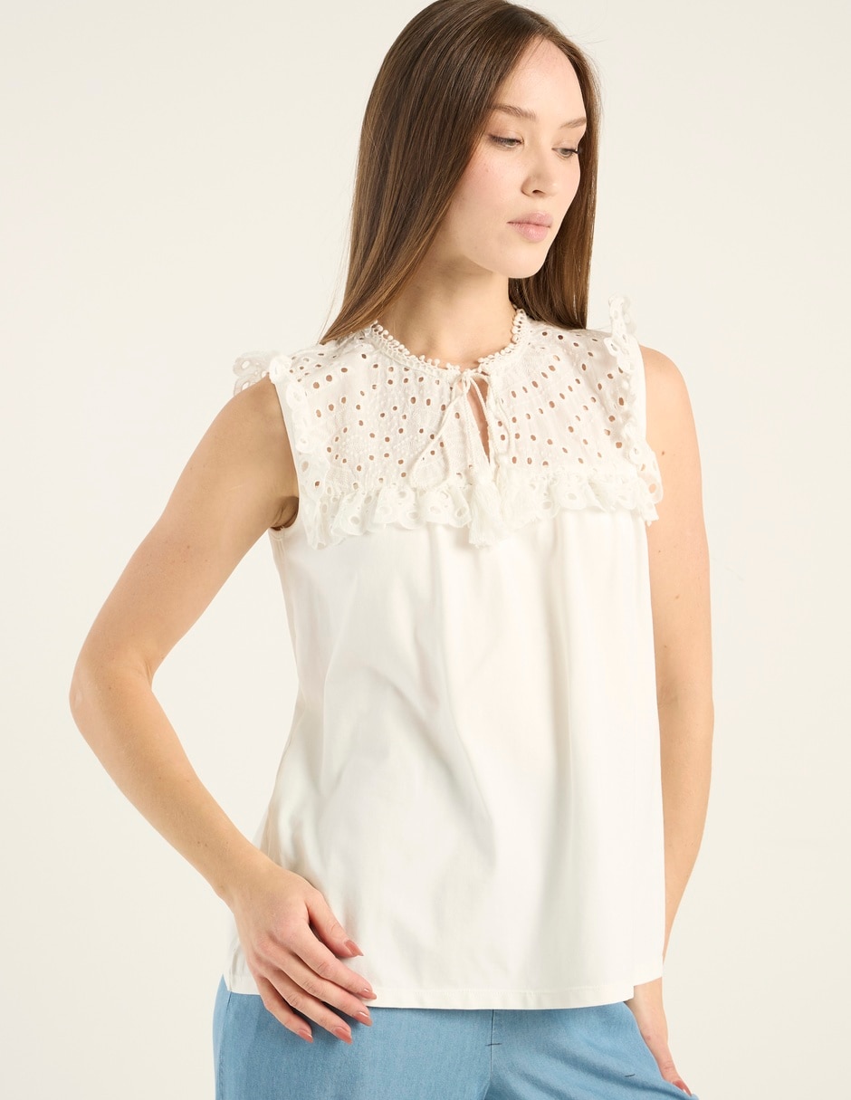 Playera Charol by October cuello con amarre para mujer 1