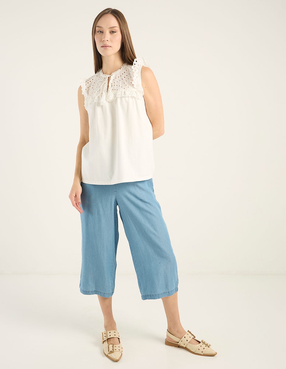 Playera Charol by October cuello con amarre para mujer 2