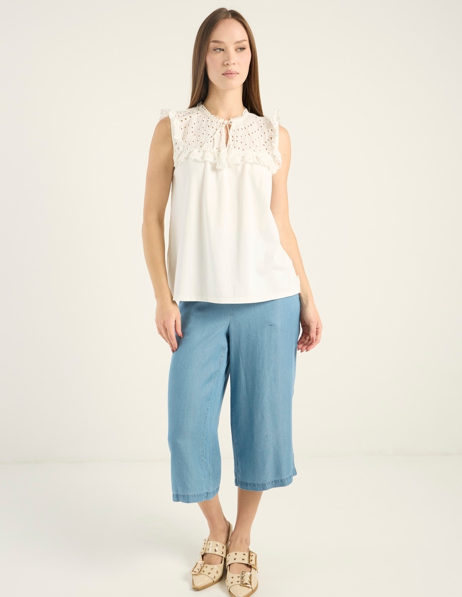 Playera Charol by October cuello con amarre para mujer 3
