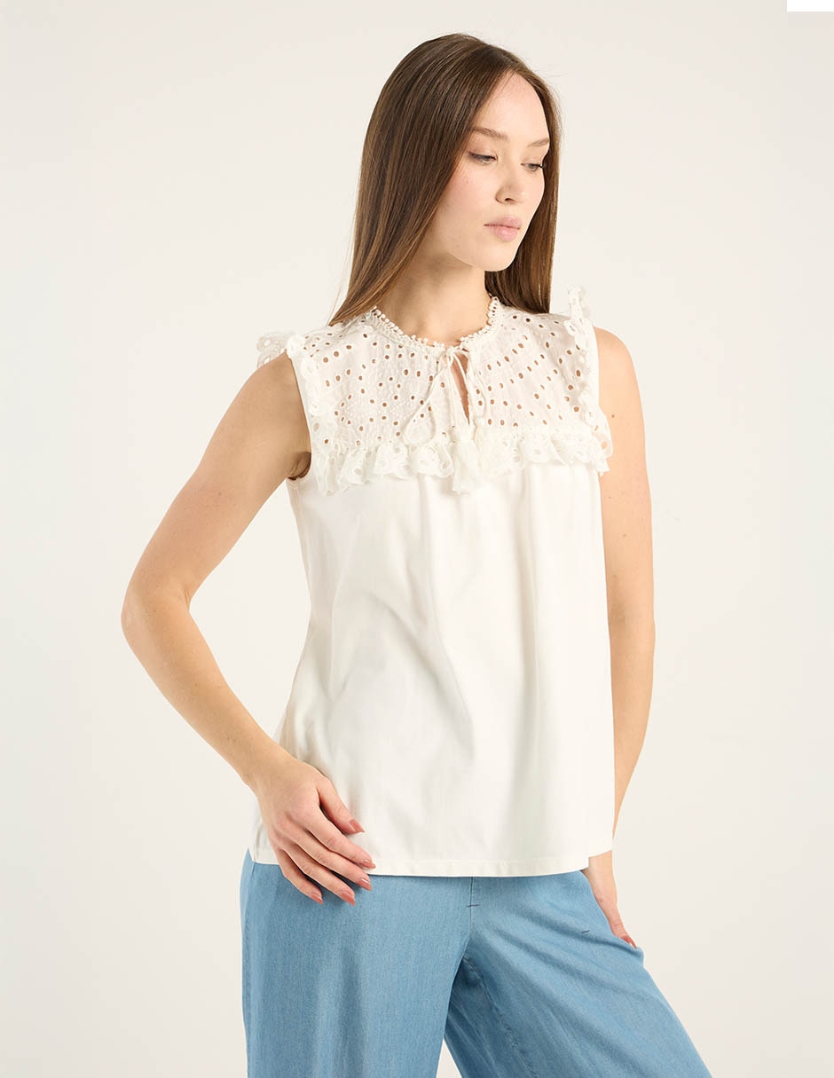 Playera Charol by October cuello con amarre para mujer 5