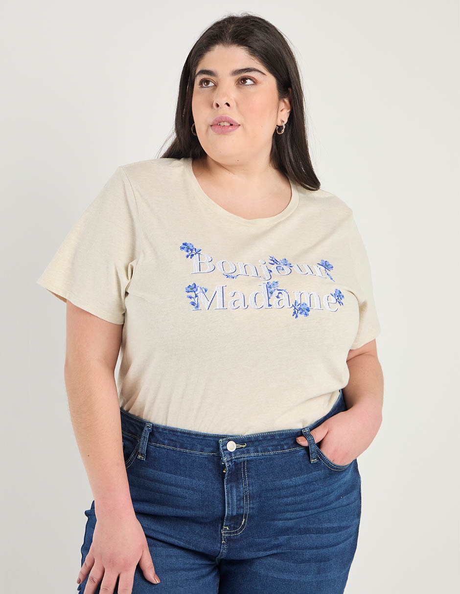 Playera manga corta cuello redondo para mujer 1