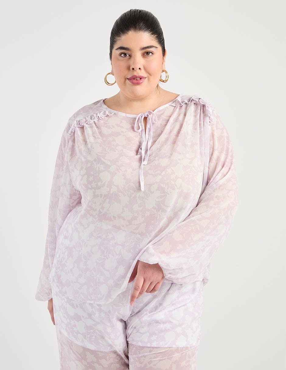 Blusa Contempo Plus manga larga para mujer 1