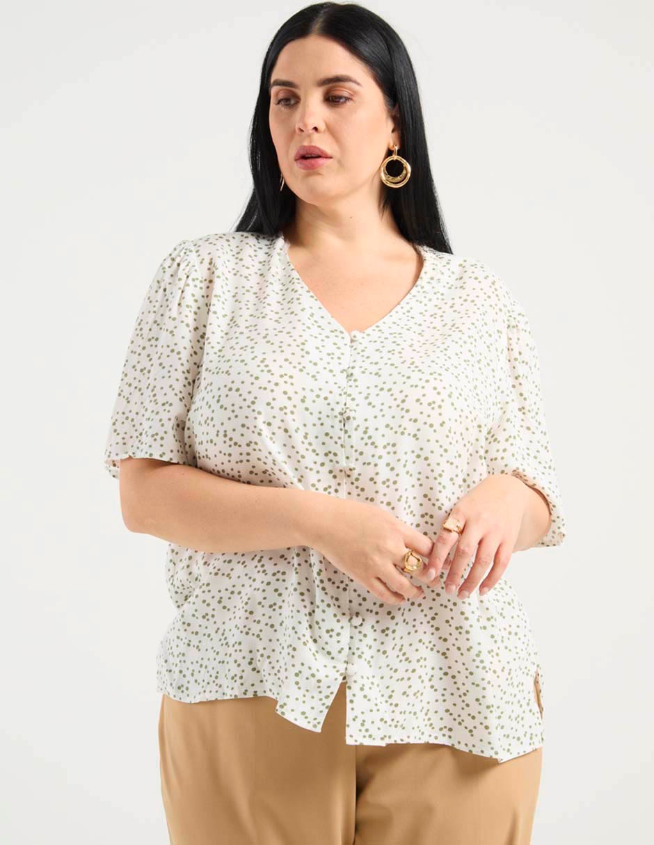 Blusa Contempo Plus manga al codo para mujer