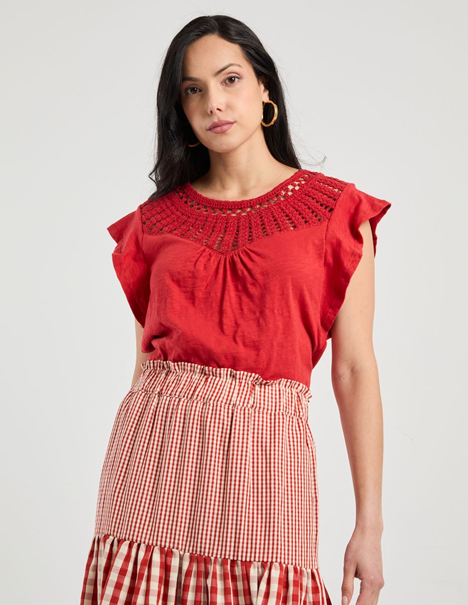 Playera manga corta Charol By October cuello redondo para mujer Playera manga corta Charol By October cuello redondo para mujer