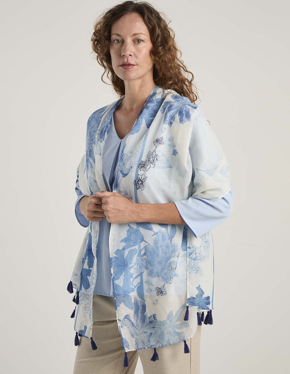Pashmina con estampado floral para mujer