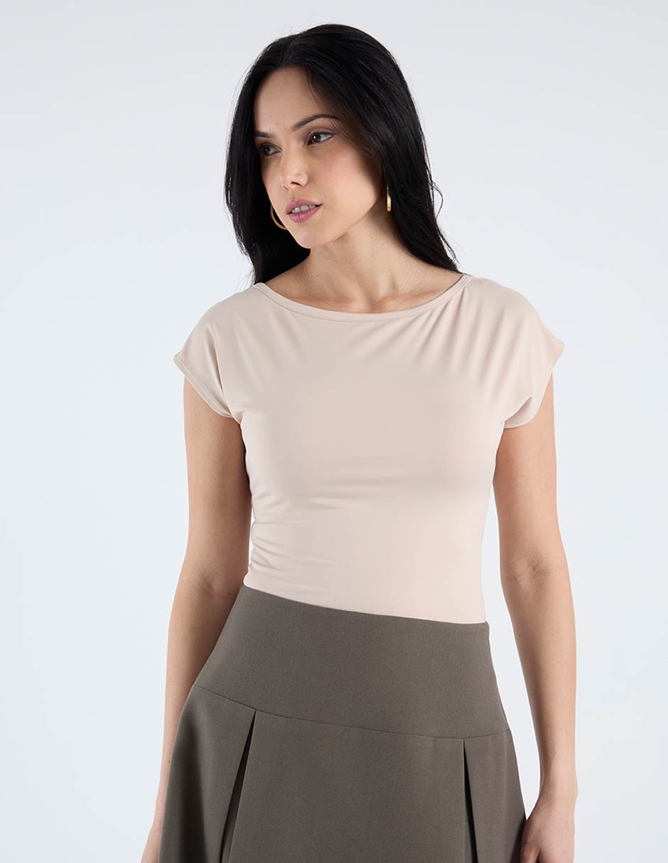 Top cuello redondo escote espalda abierta Top cuello redondo escote espalda abierta