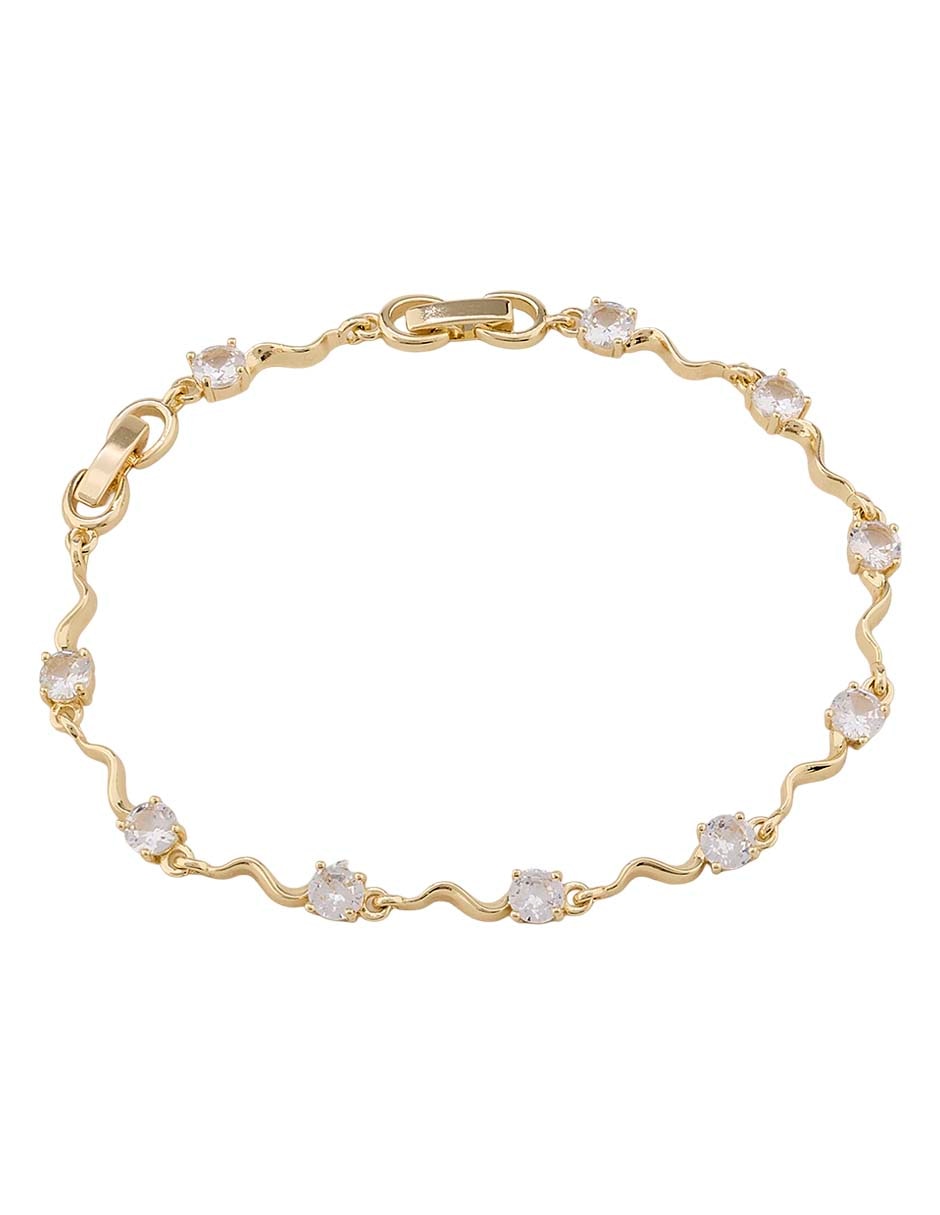 Pulsera con zirconia acabado baño de oro 18 K Pulsera con zirconia acabado baño de oro 18 K