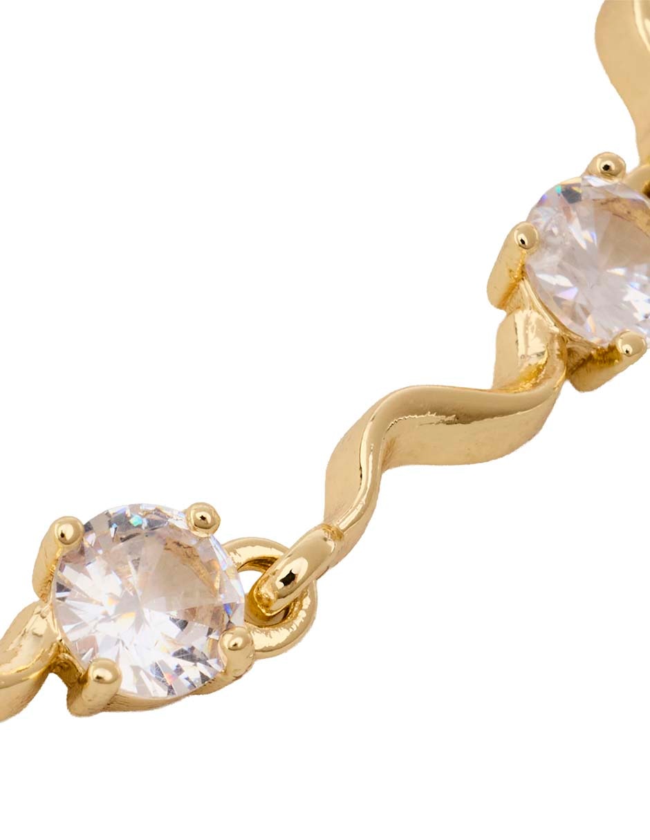 Pulsera con zirconia acabado baño de oro 18 K 2