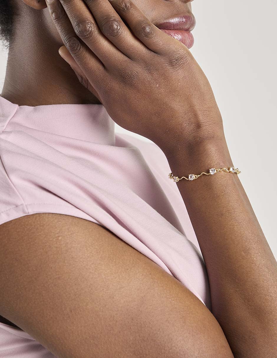 Pulsera con zirconia acabado baño de oro 18 K 4