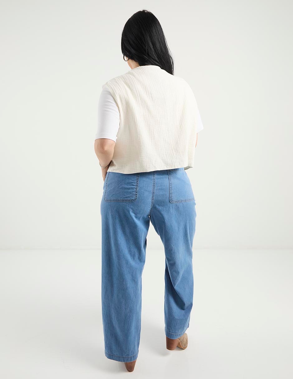 Jeans easy pant wide leg para mujer