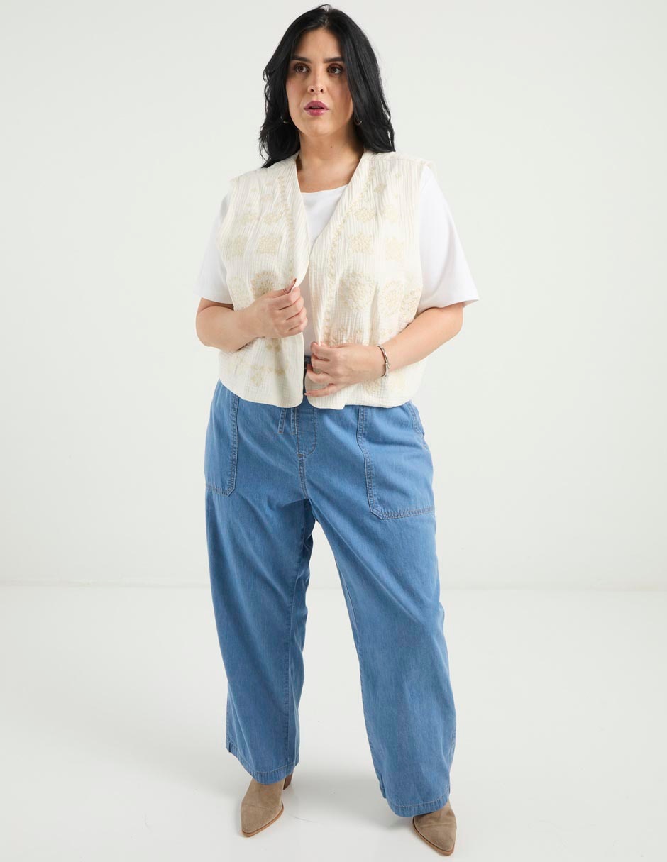Jeans easy pant wide leg para mujer