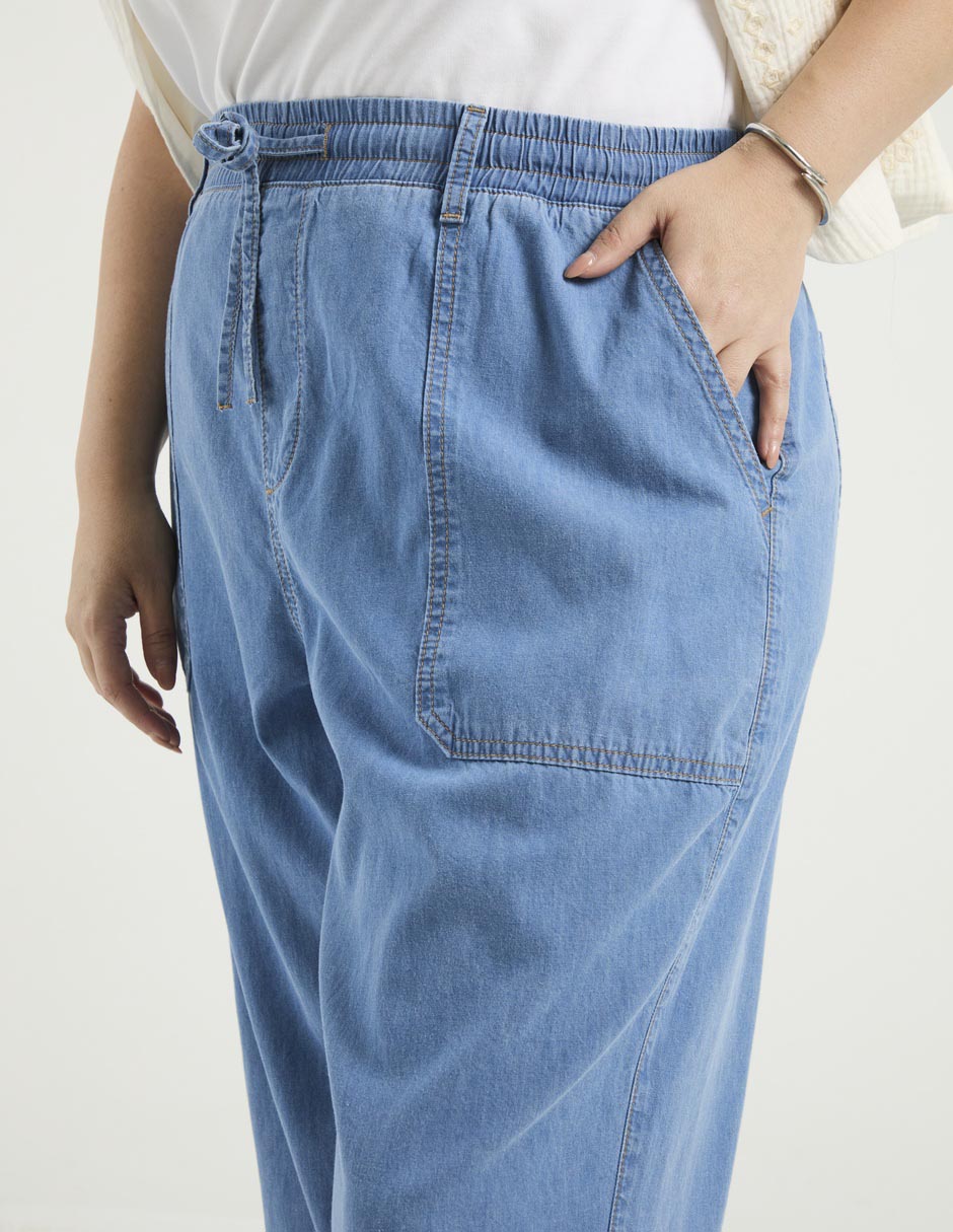 Jeans easy pant wide leg para mujer