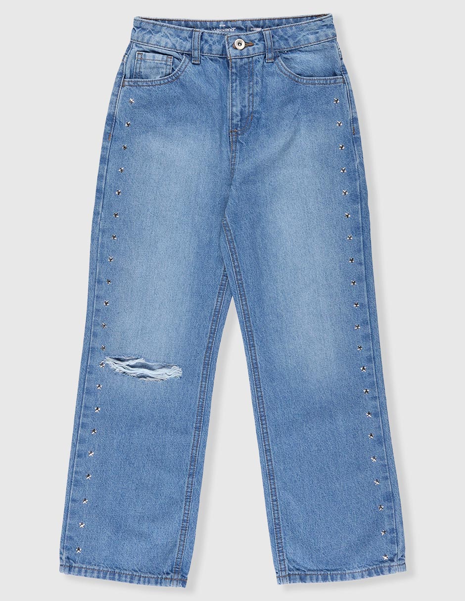 Jeans amplio Weekend lavado destruido para niña