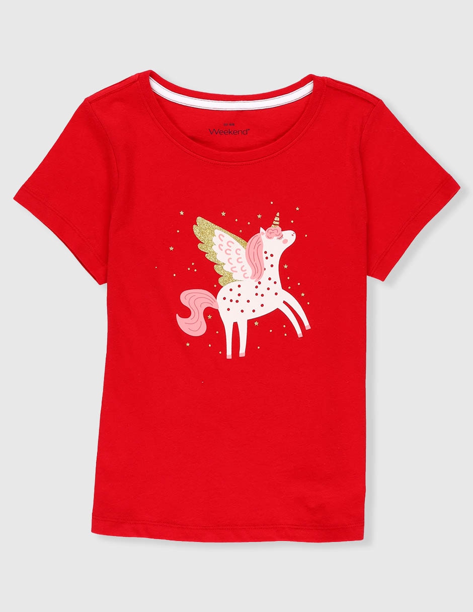 Playera Weekend Unicornio manga corta para niña