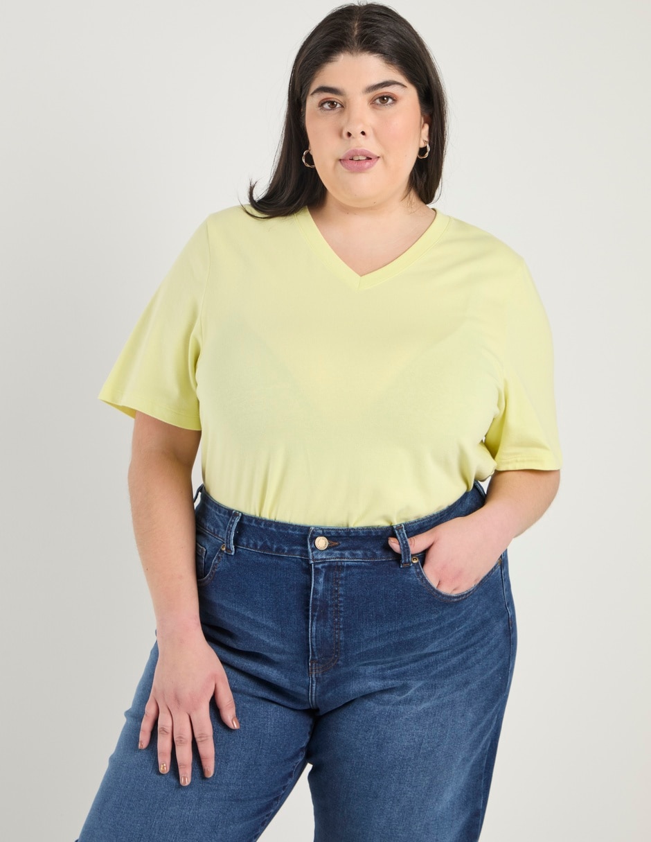 Playera manga corta cuello V para mujer Playera manga corta cuello V para mujer