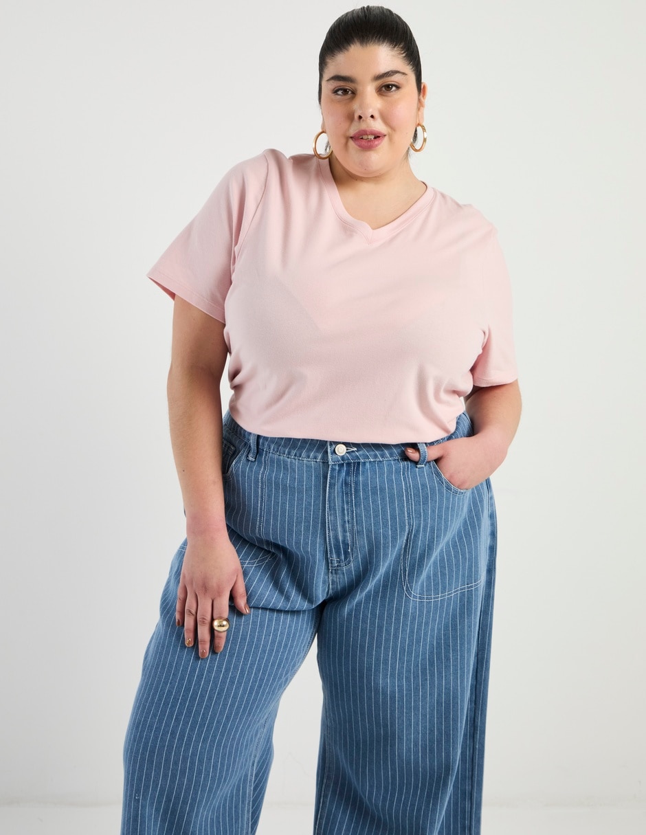 Playera manga corta cuello V para mujer Playera manga corta cuello V para mujer